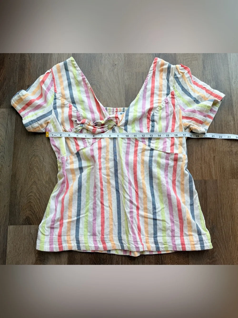 OLD NAVY | Rainbow Stripe Tie Front Top | Cottagecore Peasant Blouse